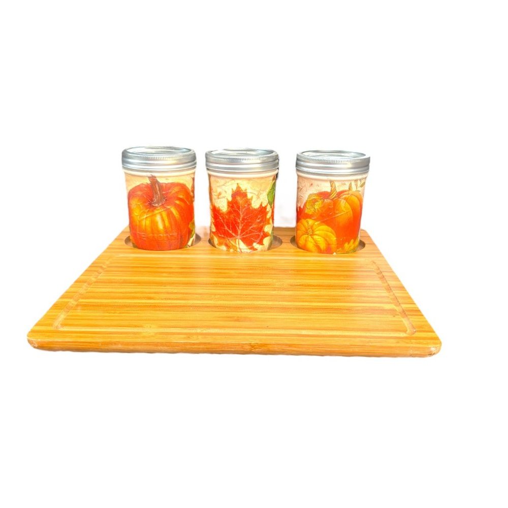 Upcycled “Picnic at Ascot” Charcuterie Board w/ Wide Mouth Ball Jars Decoupaged - Picture 5 of 13